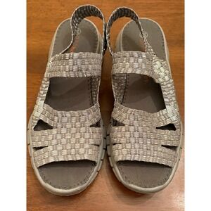Bernie Mev Womens Silver Woven Elastic Slingback Sandals Metallic Grey Size 7.5